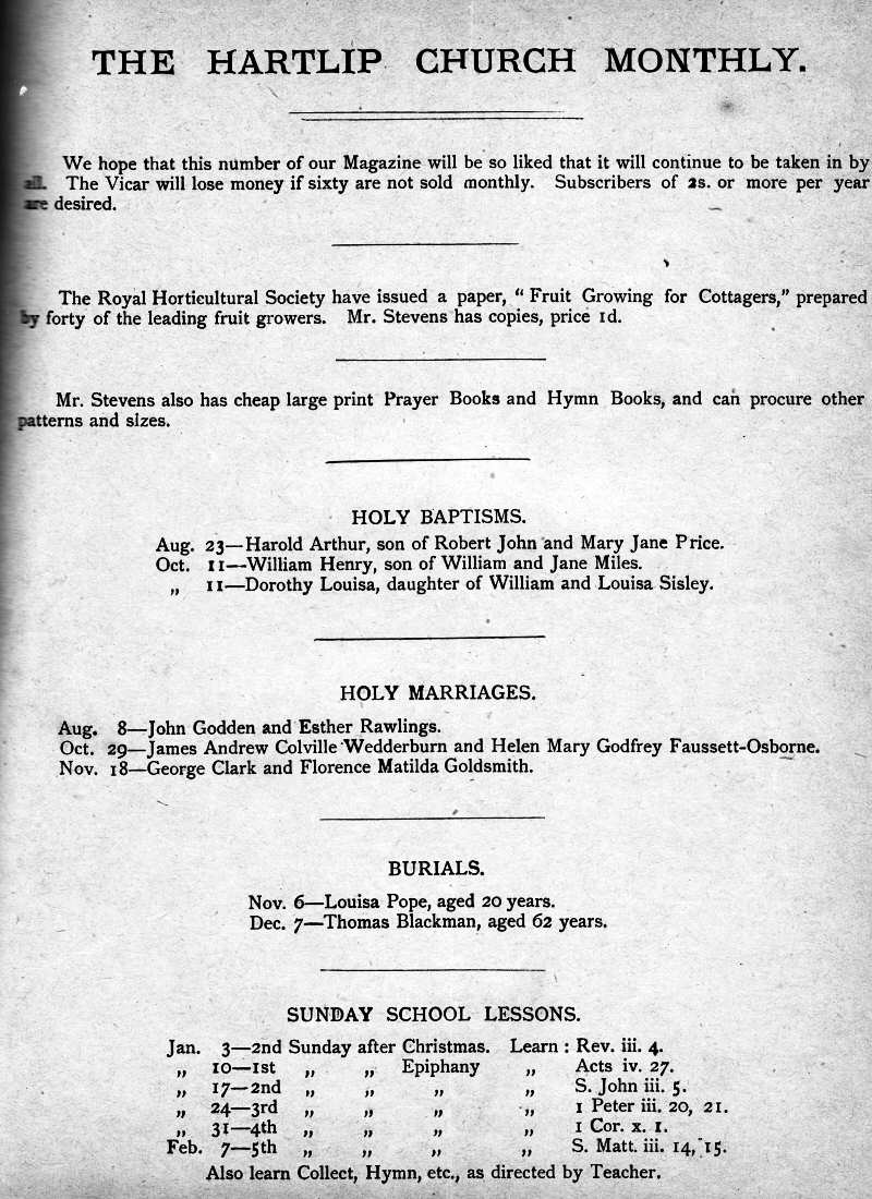 Parish Magazine page number 1 for Jan 1892
