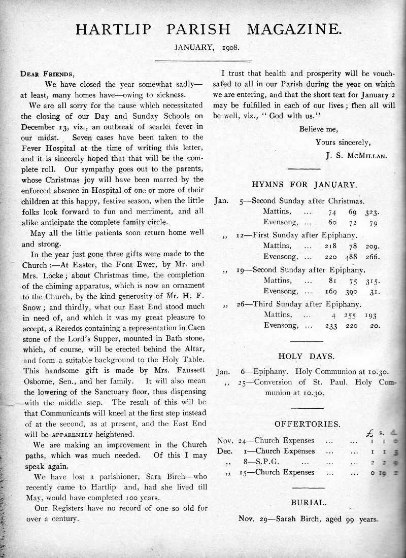 Parish Magazine page number 2 for Jan 1908