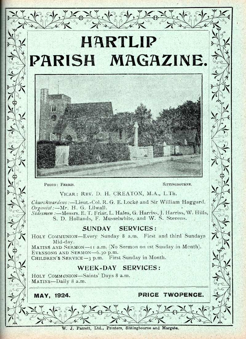 Parish Magazine page number 1 for May 1924