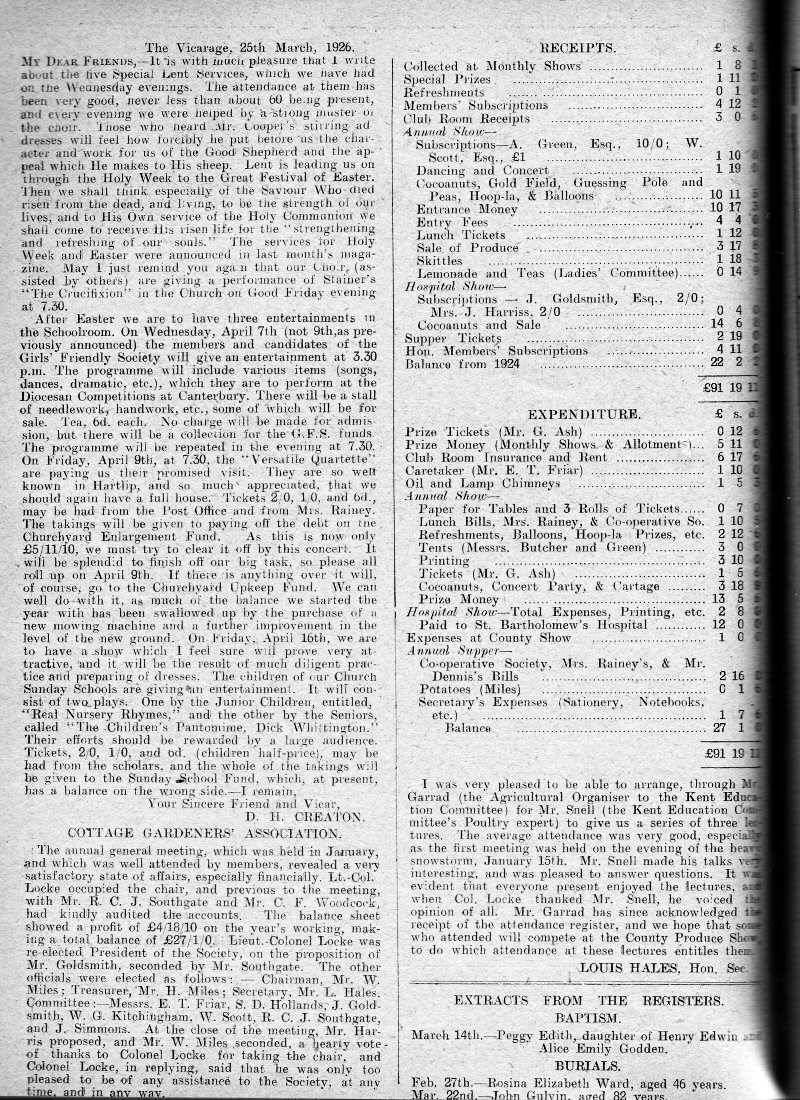 Parish Magazine page number 2 for Apr 1926