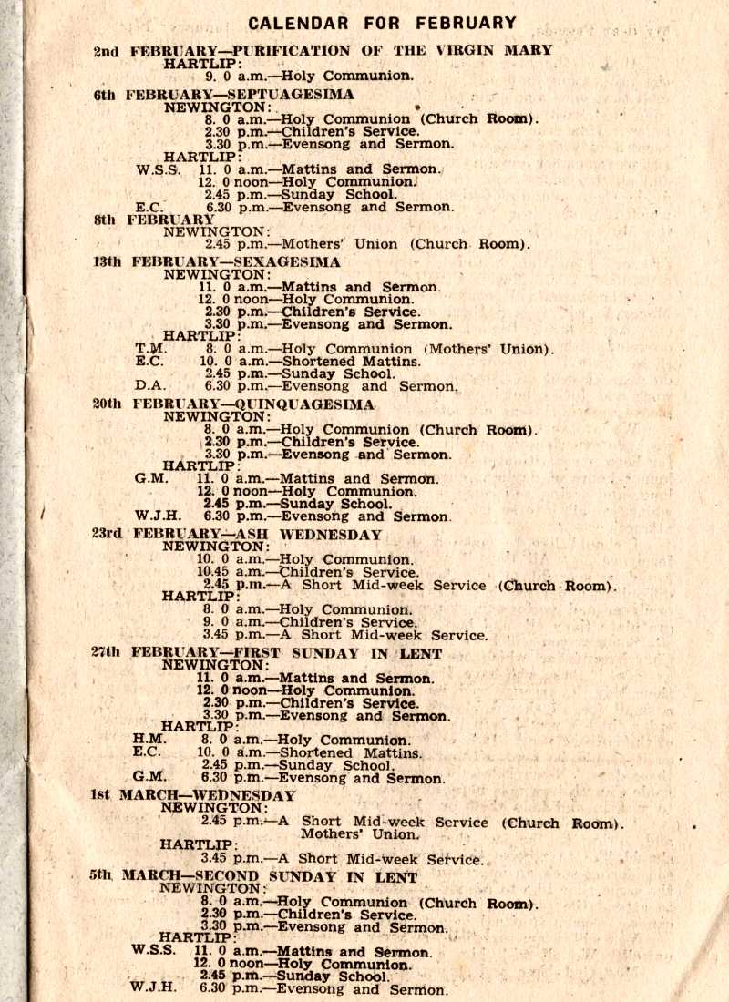 Parish Magazine page number 4 for Feb 1944