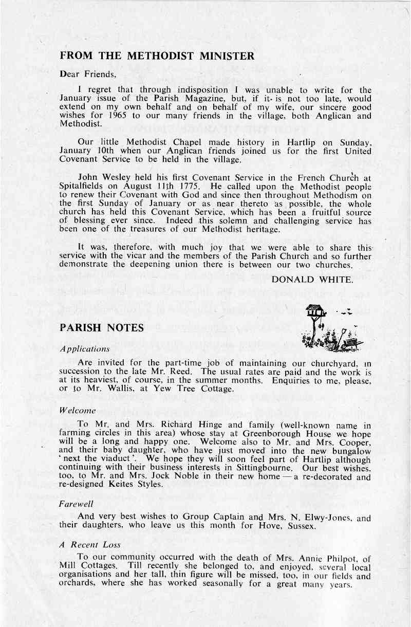 Parish Magazine page number 4 for Feb 1965