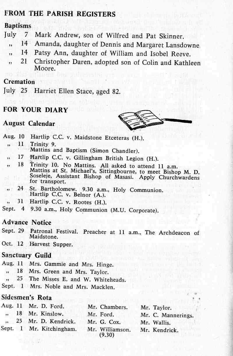 Parish Magazine page number 8 for Aug 1968