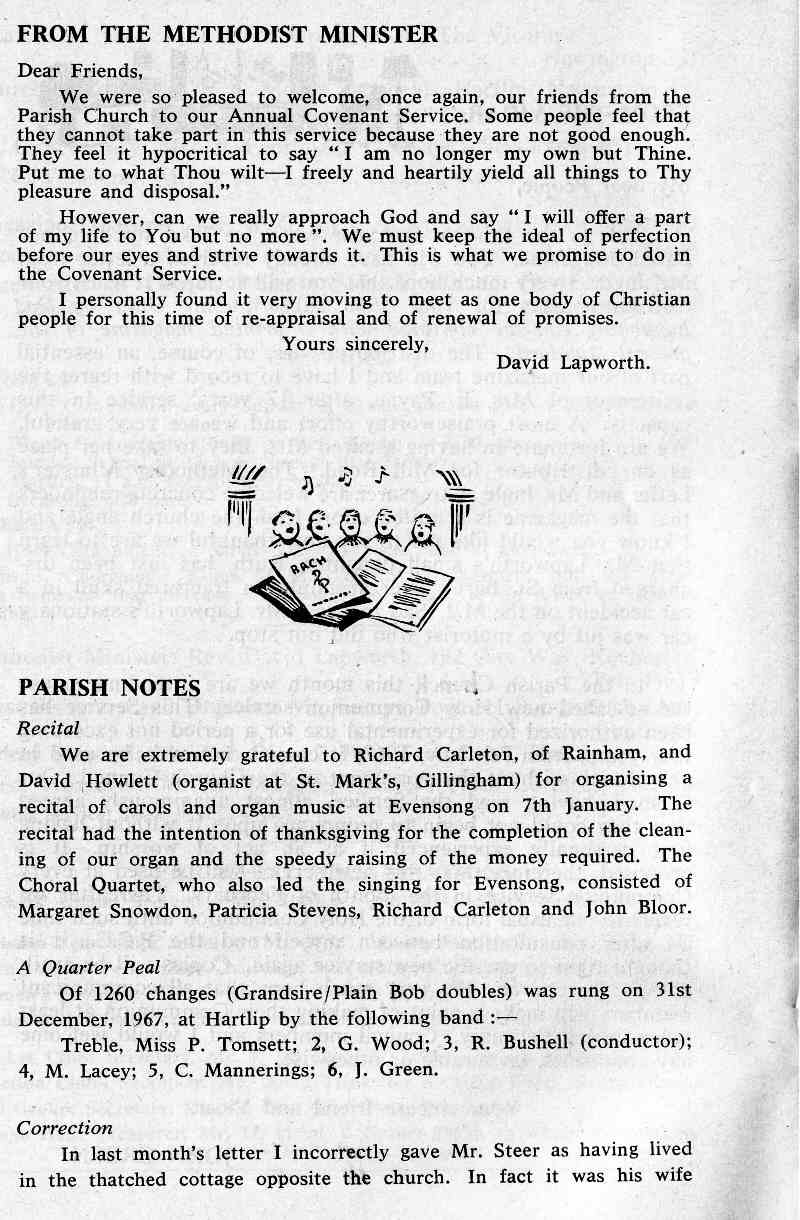 Parish Magazine page number 4 for Feb 1968