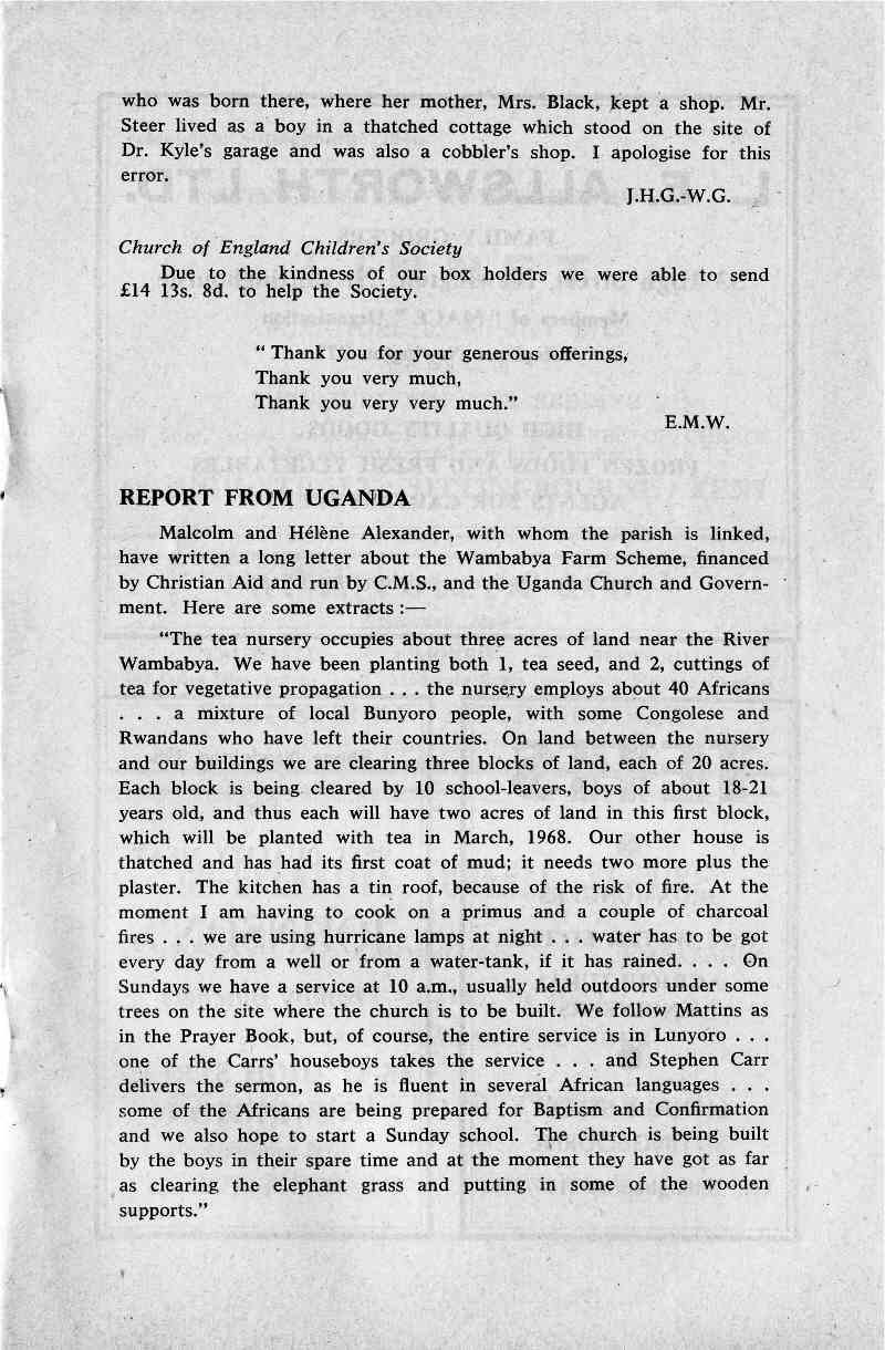 Parish Magazine page number 5 for Feb 1968