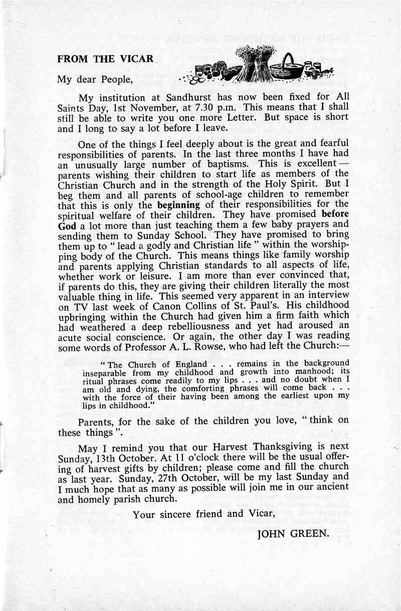 Parish Magazine page number 3 for Oct 1968
