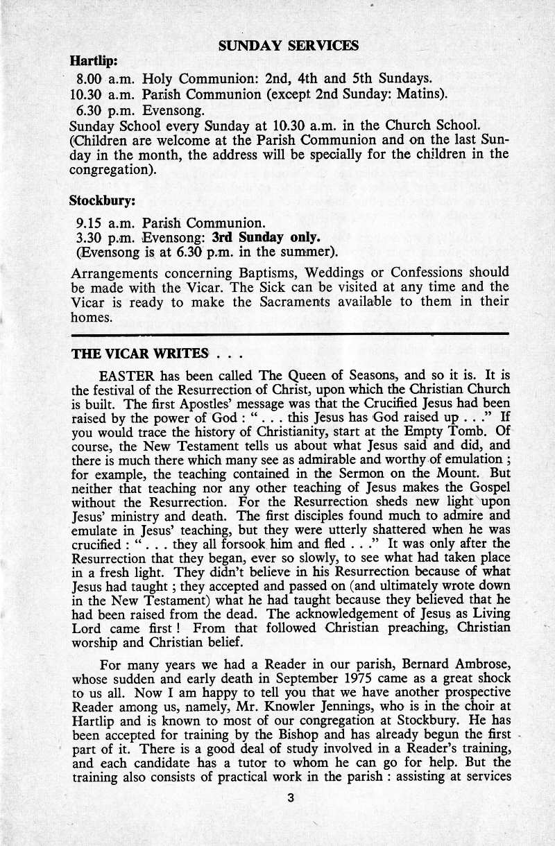 Parish Magazine page number 3 for Apr 1977