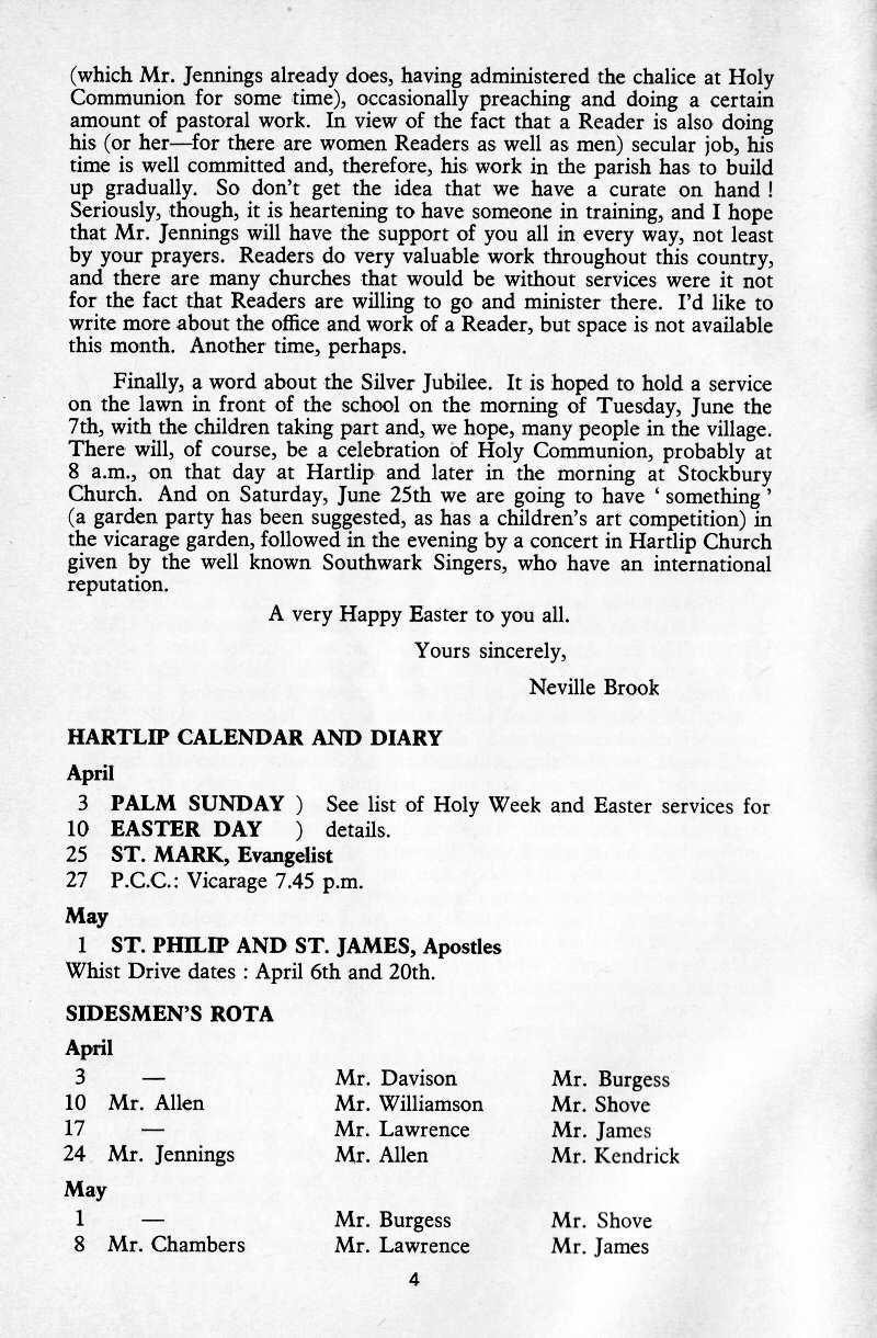 Parish Magazine page number 4 for Apr 1977