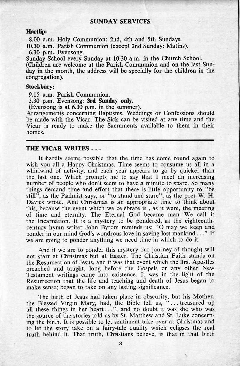 Parish Magazine page number 3 for Dec 1977