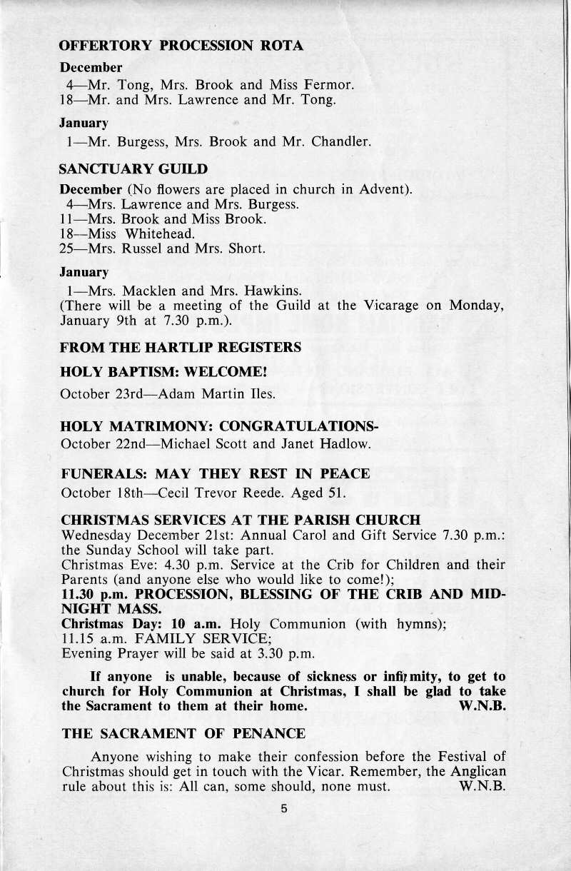 Parish Magazine page number 5 for Dec 1977