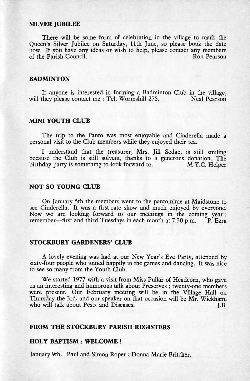 Parish Magazine page number 9 for Feb 1977
