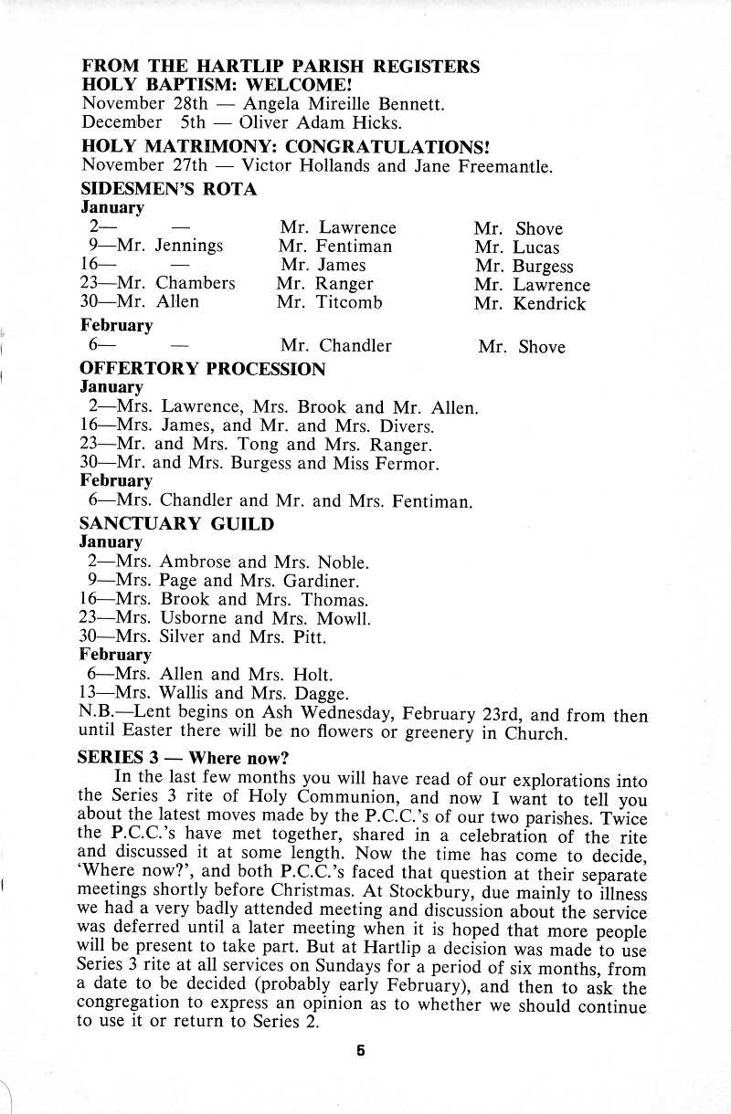 Parish Magazine page number 5 for Jan 1977