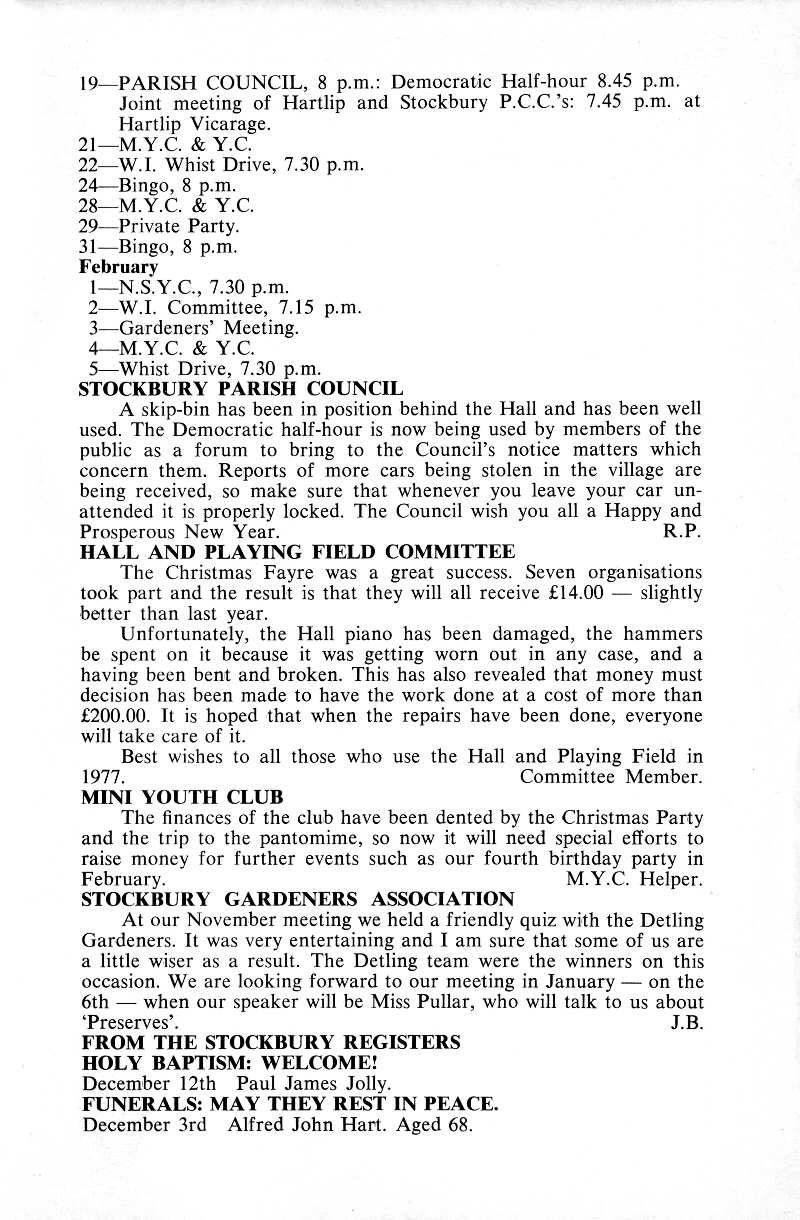 Parish Magazine page number 9 for Jan 1977