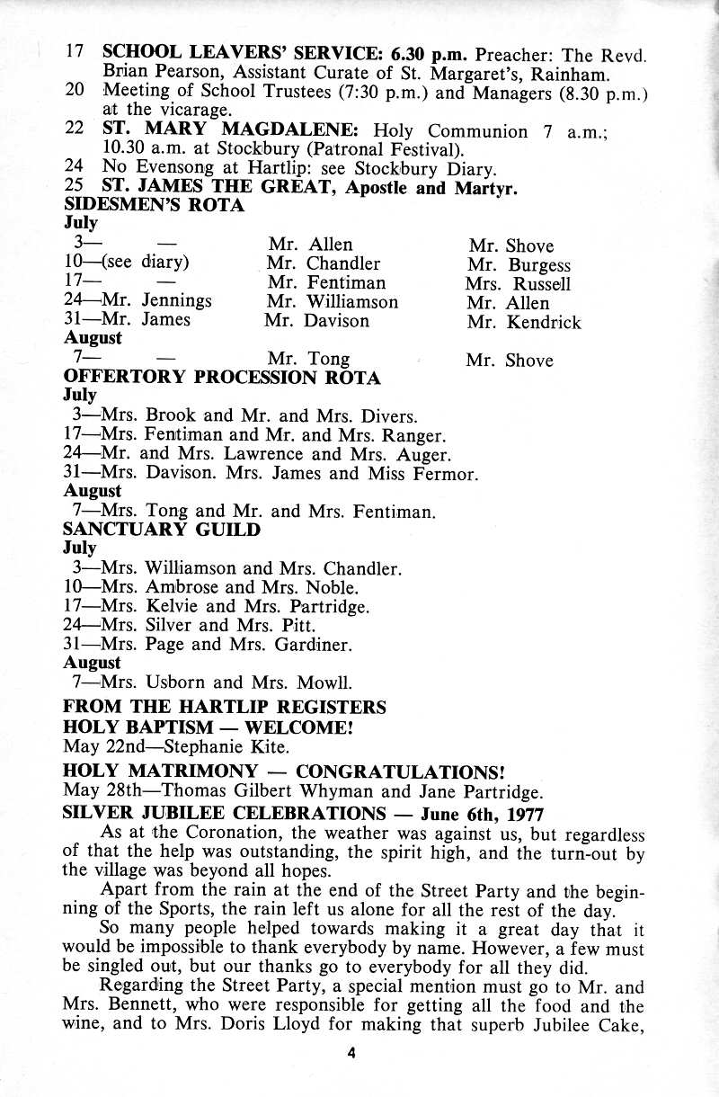 Parish Magazine page number 4 for Jul 1977