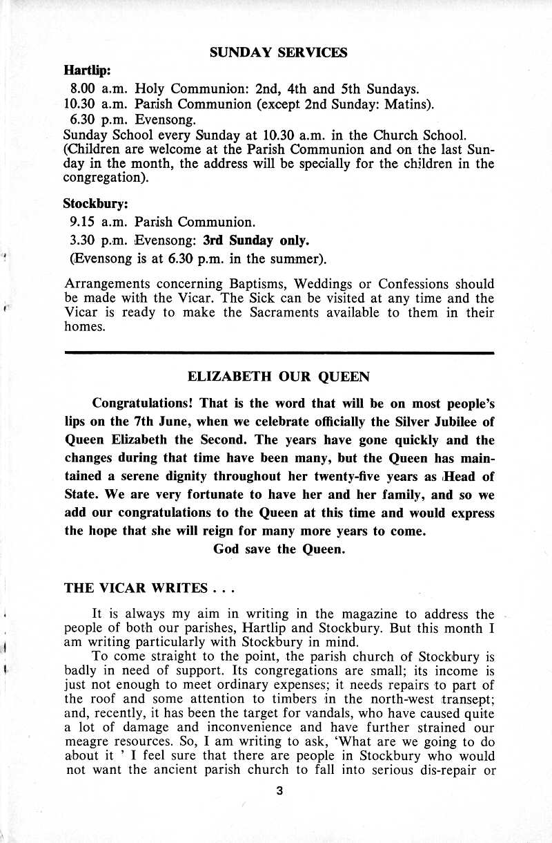 Parish Magazine page number 3 for Jun 1977