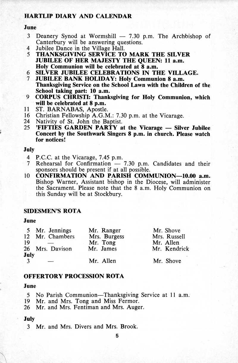 Parish Magazine page number 5 for Jun 1977