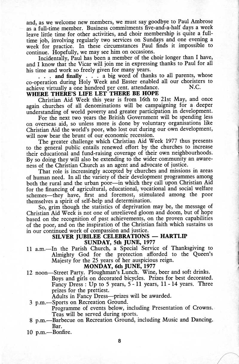Parish Magazine page number 6 for May 1977