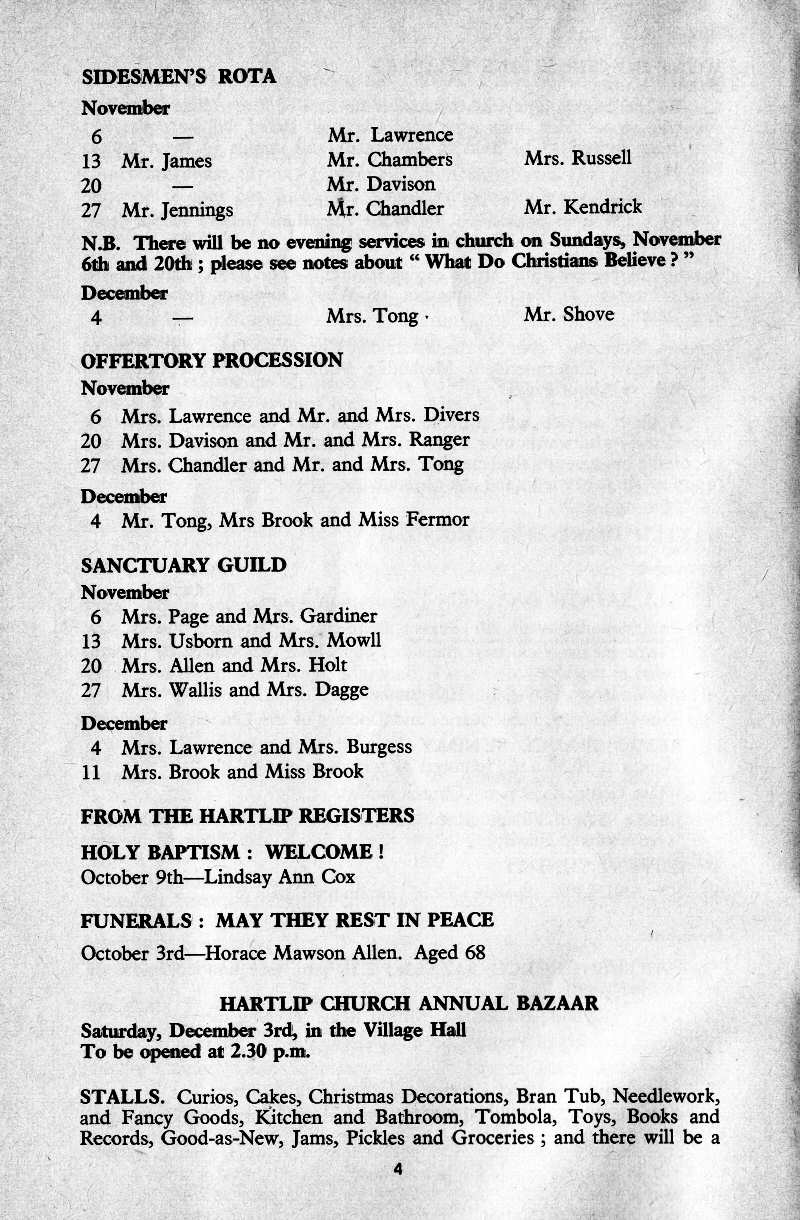 Parish Magazine page number 4 for Nov 1977