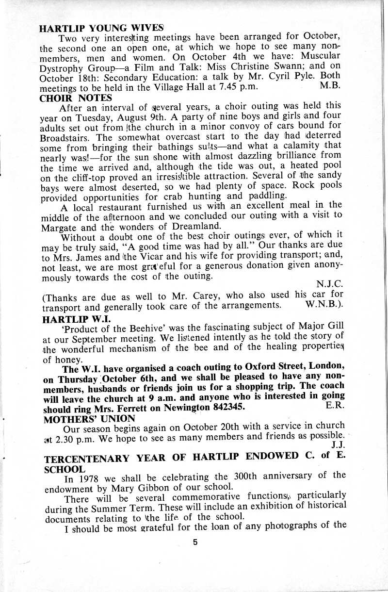 Parish Magazine page number 5 for Oct 1977