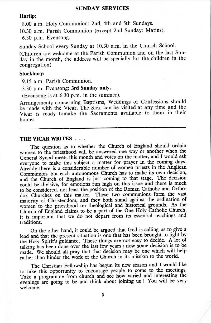 Parish Magazine page number 3 for Nov 1978