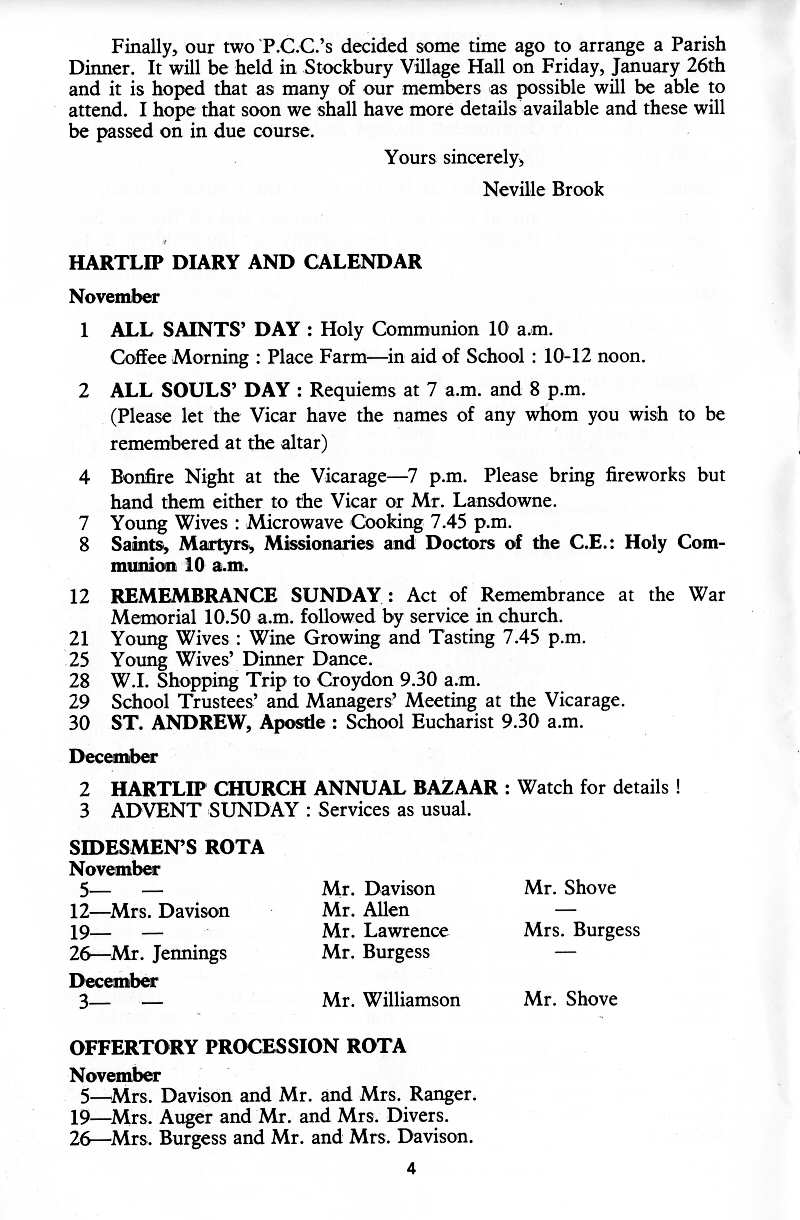 Parish Magazine page number 4 for Nov 1978