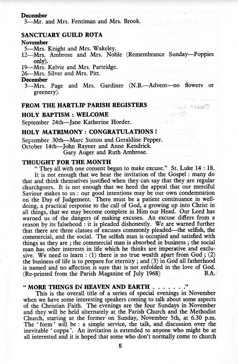Parish Magazine page number 5 for Nov 1978