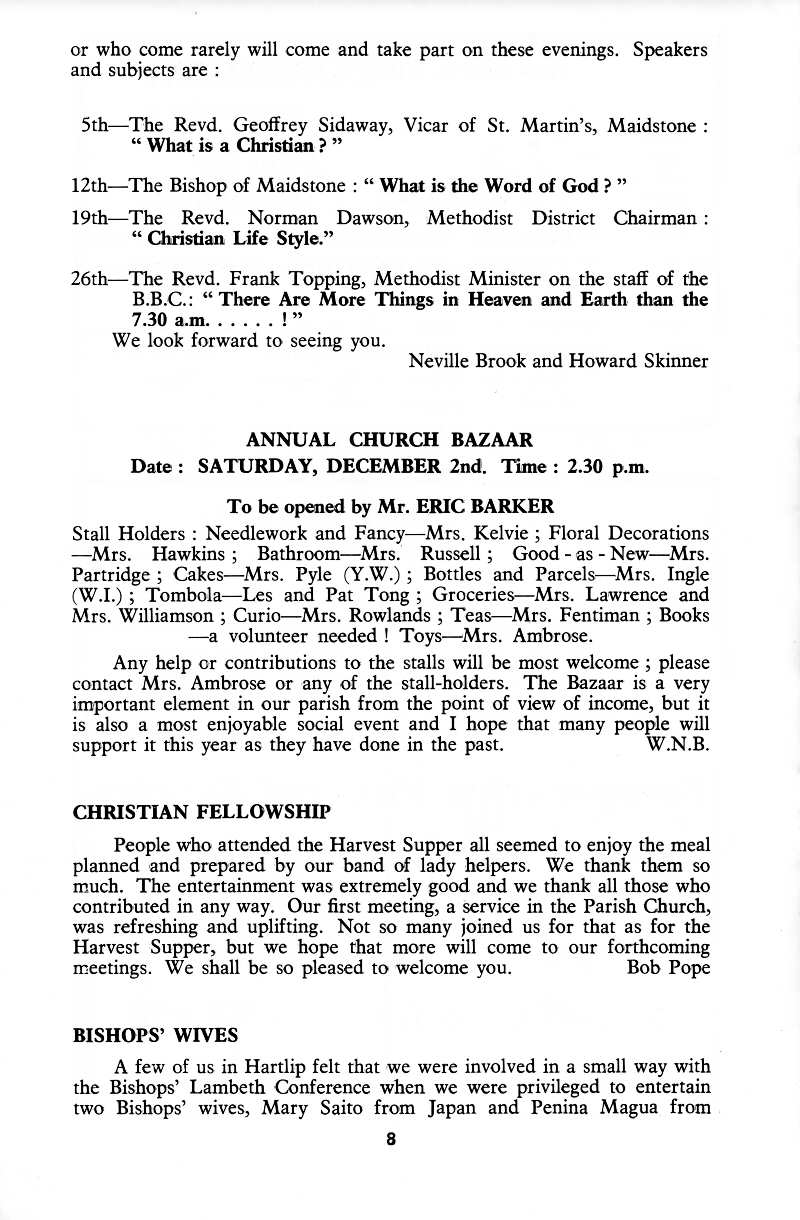 Parish Magazine page number 6 for Nov 1978