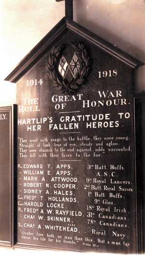The memorial board in the church